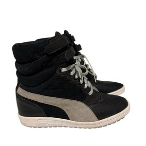 Puma Women's Black and White High-Top Sneakers